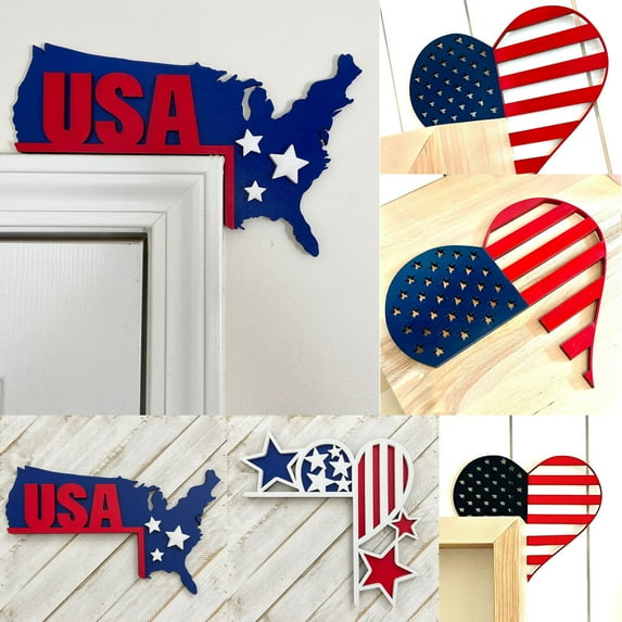 maxiaoxia Hanging From Ceiling Decorations Independence Day Door Frame Sign Decoration Pendant Living Room Wall Decoration Patriotic Home Door Window Film Patriotic Decorations Memorial Day Decor