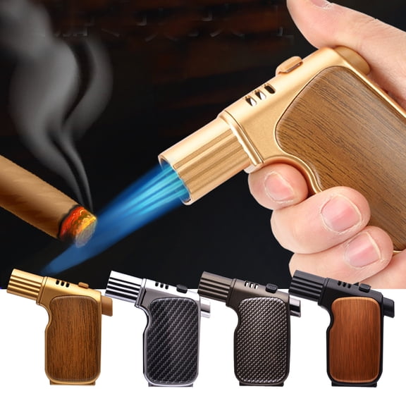maxiaoxia Locking Windproof End Lighter Igniter Carbon Fiber 4 Torch Windproof Outdoor Lighter Candle Lighter Grill Lighter Cigarette Lighter