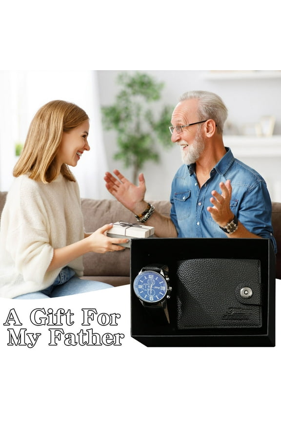 maxiaoxia Men's Gift Set - Watch + Wallet Set, Men Watch Gift Set, Father's Day Gifts Mens Gifts Birthday Gifts Combination Set for Men Boyfriend Dad