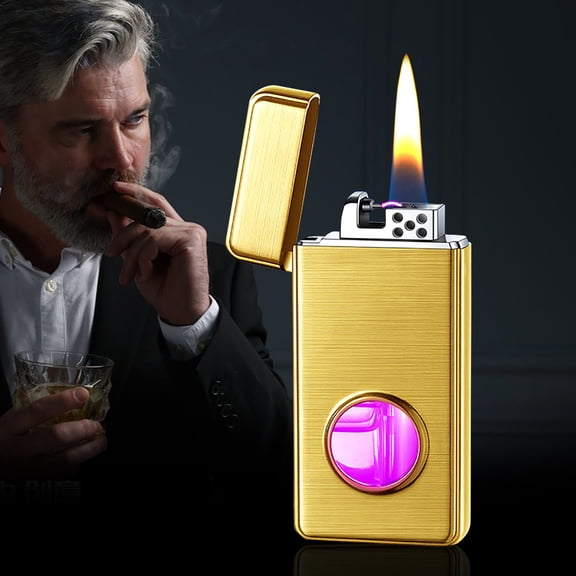 maxiaoxia Metal Voice Controlled Ignition Kerosene Lighter With Large Capacity Color Light Transparent Compartment Business Gift Lighter for Ignite, Cooking, Barbecue, Camping