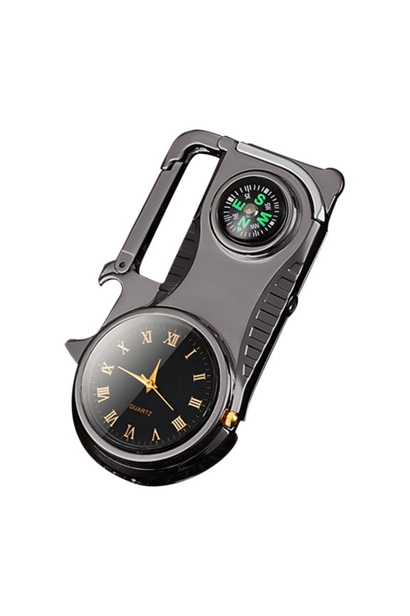 maxiaoxia Multifunctional Compass Key Chain Bottle Opener With Colored Light Real Watch Five In One Windproof Lighter for Father's Day Valentine's Day Birthday Gifts