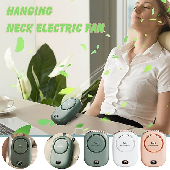 maxiaoxia Portable Fan Lazy No Leaf Usb Hanging Waist Digital Display Screen Mute Portable Neck Fan Cooling Bladeless Fan