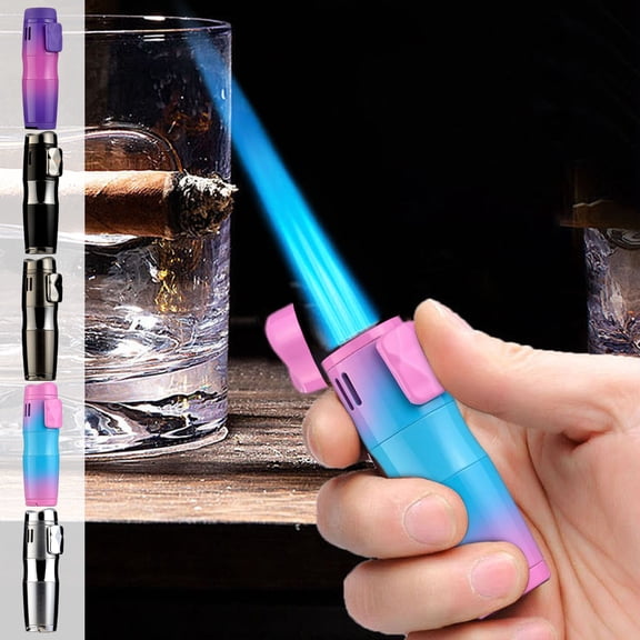 maxiaoxia Portable Metal Inflatable Three Direct Charge Lighter Flame Gunmetal Lighter Candle Lighter Grill Lighter Cigarette Lighter