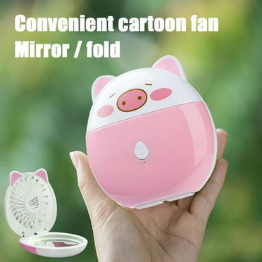 maxiaoxia Portable Mini USB Fan Explosion Pig Makeup Mirror Fan Handheld Portable Cooling Fan Chill Fans for Home Outdoor