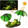 maxiaoxia Solar Frog Garden Statue Outdoor Decor, 7" H Frogs Umbrella Waterproof Sculpture with