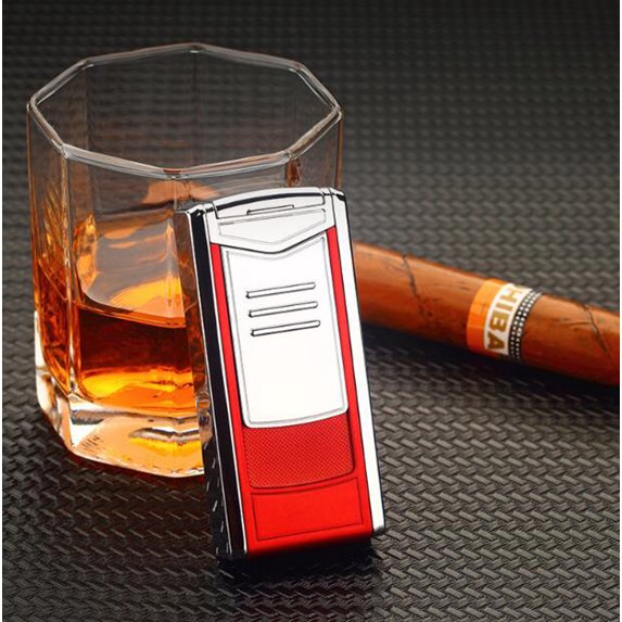maxiaoxia Straight Into Lighter Three Straight Into Blue Flame Lighter Cigar Lighter Gift For Father's Day Birthday