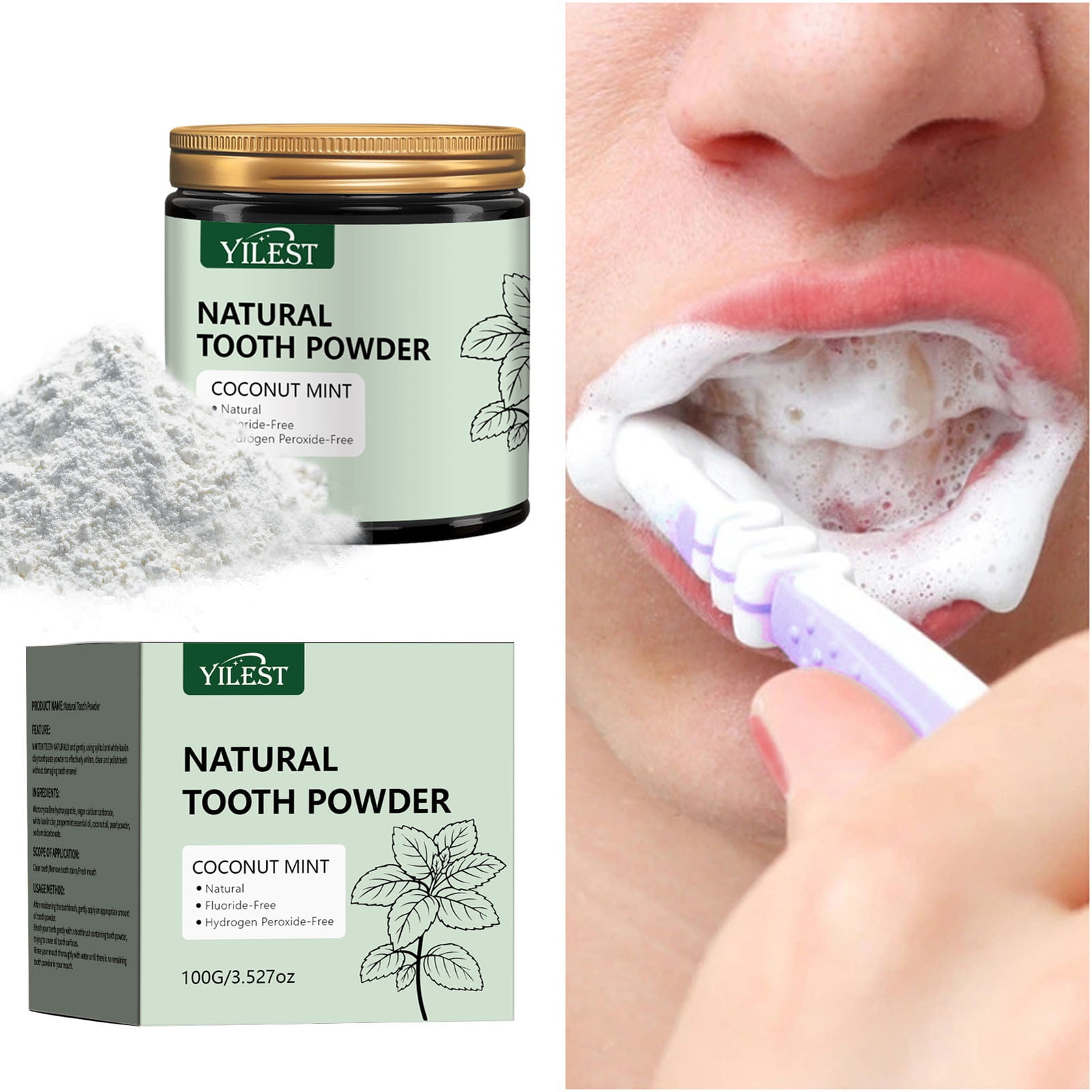 maxiaoxia Tooth Powder with Coconut and Mint Oil, Natural Toothpaste