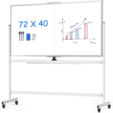 Maxtek Rolling Whiteboard, 72x40 Large Double-Sided White Board Dry Erase on Wheels, Giant Magnetic White Board Standing for Office, School, Home Office, Homeschool(72 x 40)