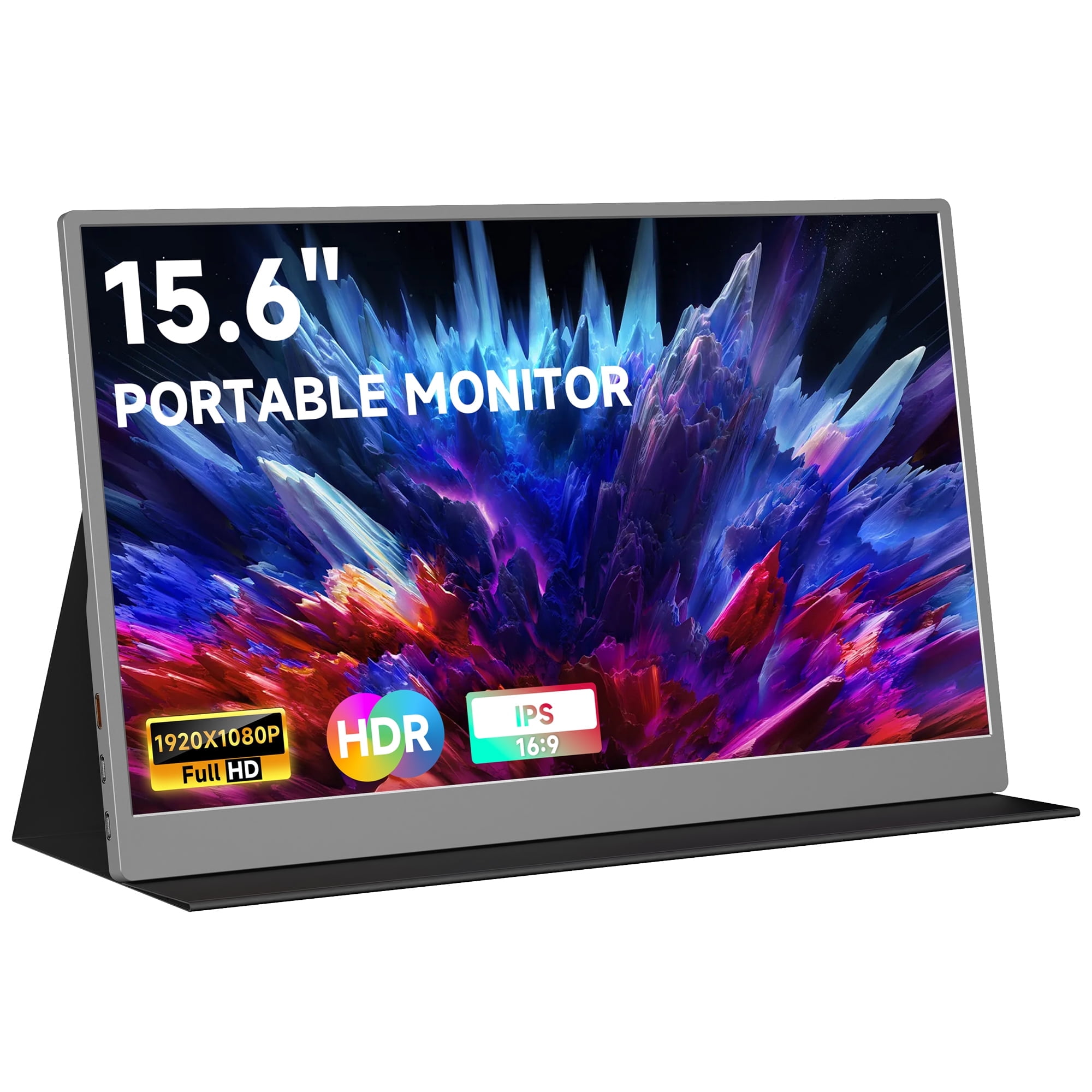mayceyee 15.6 Inch Portable Monitor for Laptop,FHD 1080P USB C Travel Monitor External IPS HDMI for Computer, Second Display Screen Extender with Kickstand for PC Phone Switch PS4/5, Gray