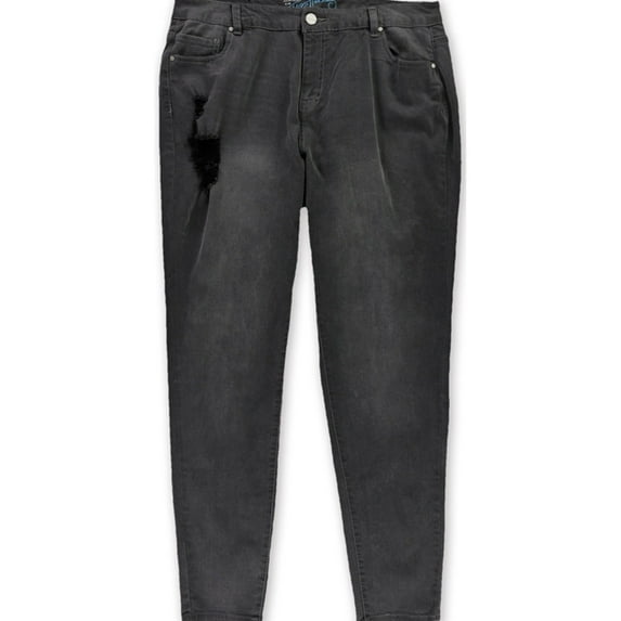 mblm Womens Vintage Distressed Slim Fit Jeans, Black, 16 Regular