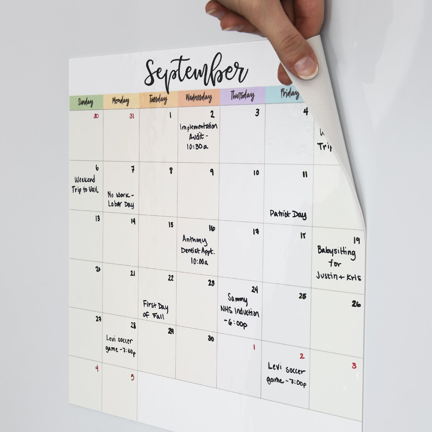 MC Squares Dry Erase Monthly Calendar | Erasable White Board Cling to  Stainless Steel Fridge, Glass Window, Mirror, Cabinets | Home, Office,  School 