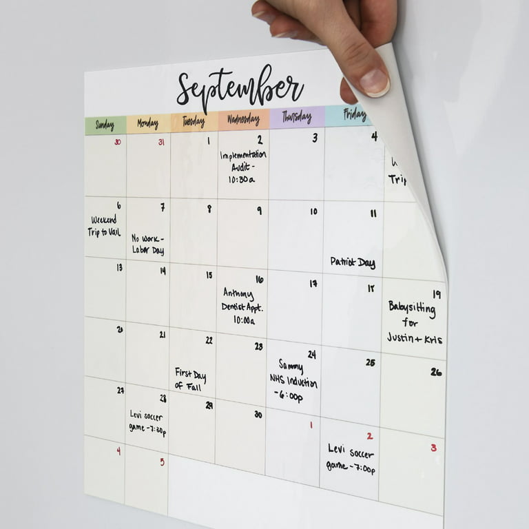 mcSquares Stickies Dry-Erase Bright Calendar with Tackie Marker - Sticks to  Stainless Steel (Any Shiny Surface) - 12x13 Monthly Wipe Off Whiteboard