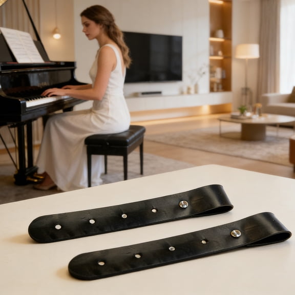 mdesiwst 1/2/3 Sets Piano Stand Straps Adjustable Faux Leather Piano Stand Lock Straps Electronic Keyboard Secure Fixing Belt Holder