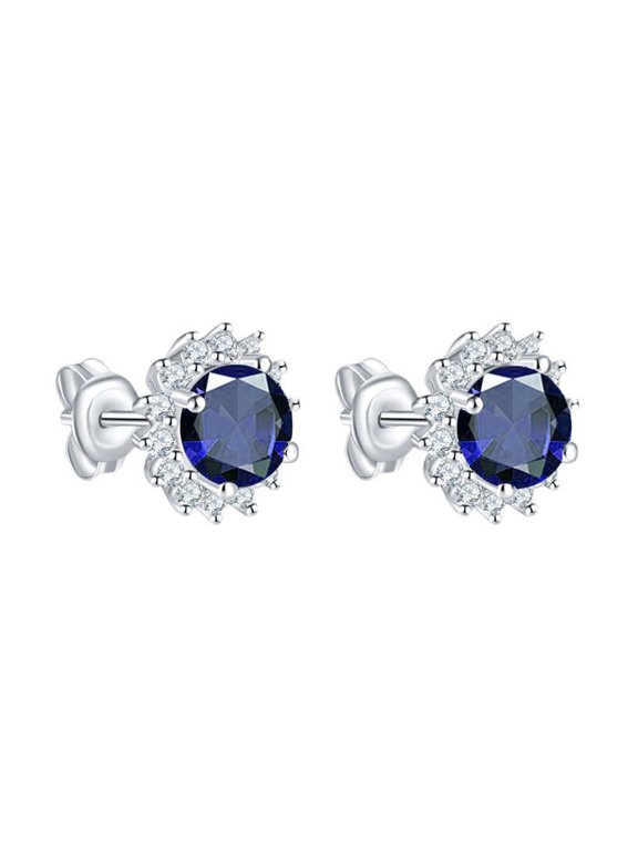1 Pair Stud Earrings Sunflower Shape Cubic Zirconia Inlaid Ear Studs Women Geometric Earrings Jewelry Gift