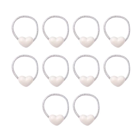 mdesiwst 10Pcs Hair Rope Super Elastic Soft Fabric Heart-Shaped Hair Ties Holiday Hair Decorations DIY Hairstyle Accessories