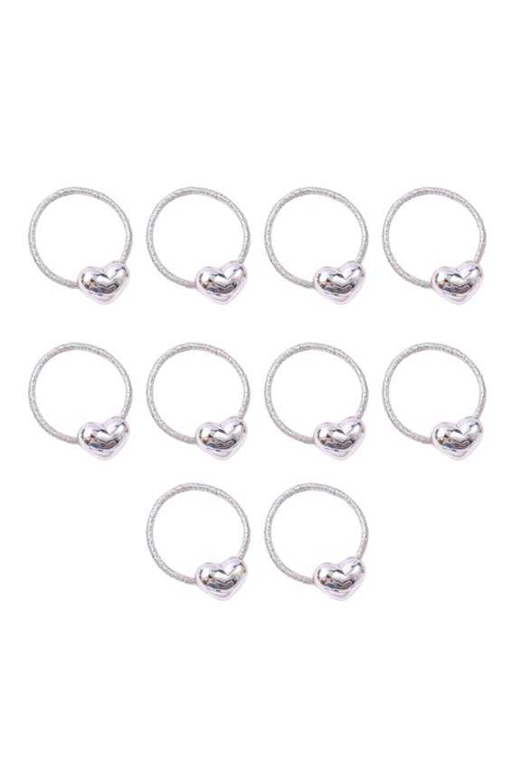 10Pcs Hair Rope Super Elastic Soft Fabric Heart-Shaped Hair Ties Holiday Hair Decorations DIY Hairstyle Accessories