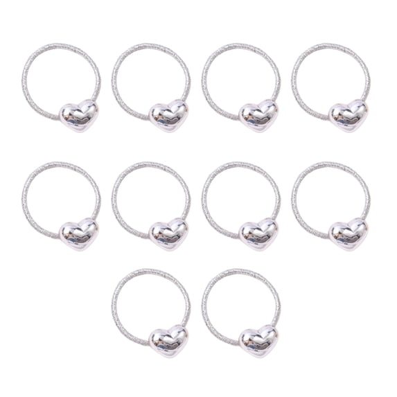mdesiwst 10Pcs Hair Rope Super Elastic Soft Fabric Heart-Shaped Hair Ties Holiday Hair Decorations DIY Hairstyle Accessories