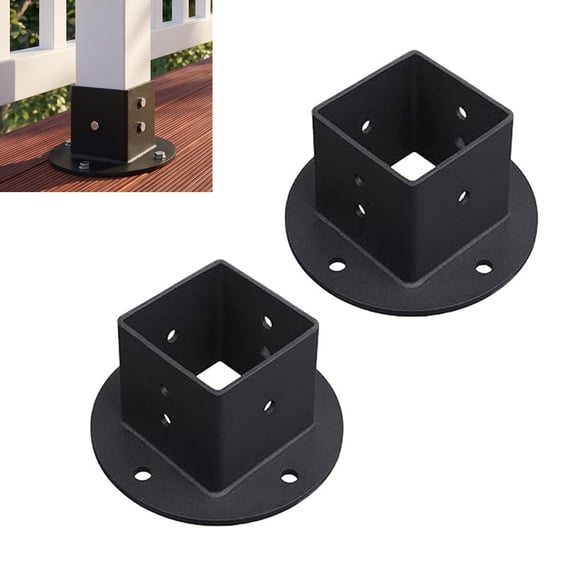 mdesiwst 2" x 2" Square Post Base, Heavy Duty Floor Flange Base, Deck Fence Flange Bracket for 2 Inch Fence Post, Deck Railing, Porch Handrails, Mailbox