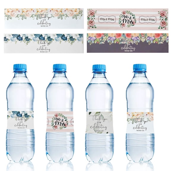 mdesiwst 20 Pcs Gift Stickers Water Bottle Wrapping Labels Flower Print Self-adhesive Anti-slip Sealing Paper Stickers Wedding Celebration Party Decoration Decals