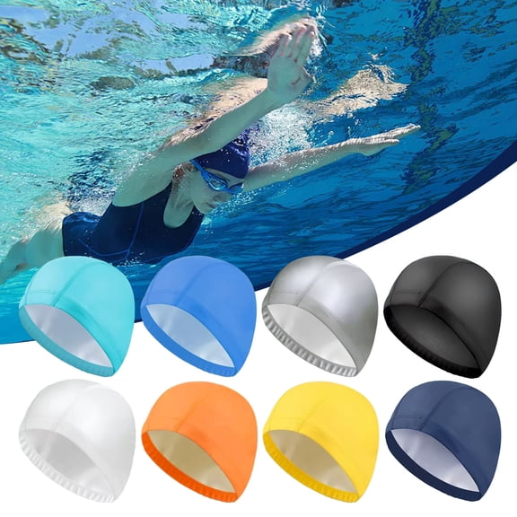 mdesiwst 2Pcs Adults Swim Cap Water Resistant Elastic Breathable Long Short Hair Swimming Hat Solid Color Men Women Swimming Pool Cap