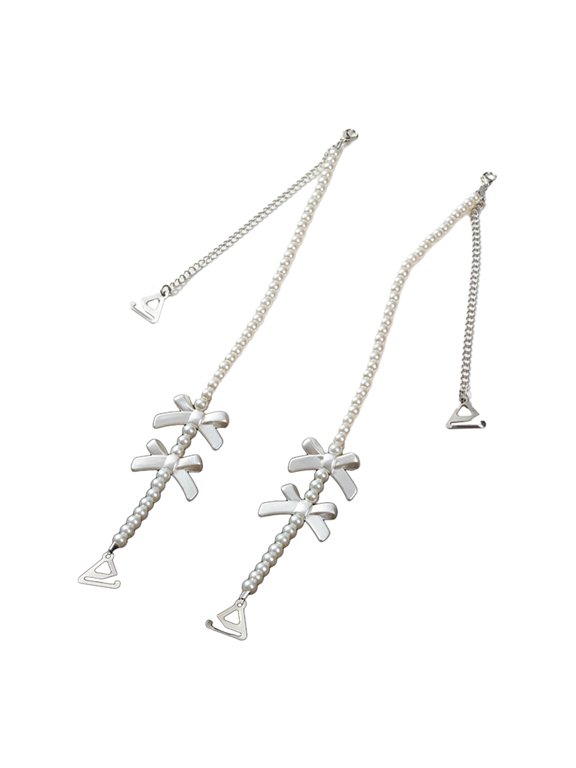 2Pcs Faux Pearl Bra Straps Sexy Shiny Bra Strap Rhinestone Detachable Straps Shoulder Chains for Women Dress Wedding Party