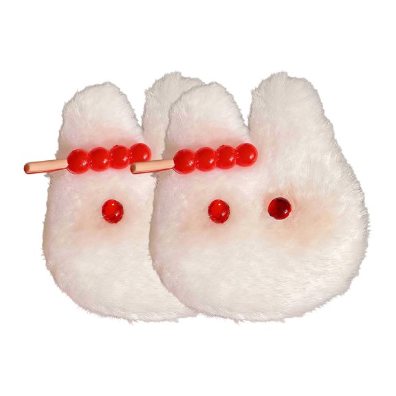 mdesiwst 2Pcs Girl Hair Tie Cartoon Rabbit Decor Soft Plush Hair Rope High Elasticity Non-Damaging Fuzzy Hair Band Winter Hair Accessories