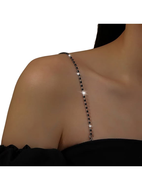2Pcs Rhinestone Bra Straps Sparkling Decorative Bra Strap Adjustable Underwear Shoulder Chain for Women Wedding Dress Bridal Party Accessories
