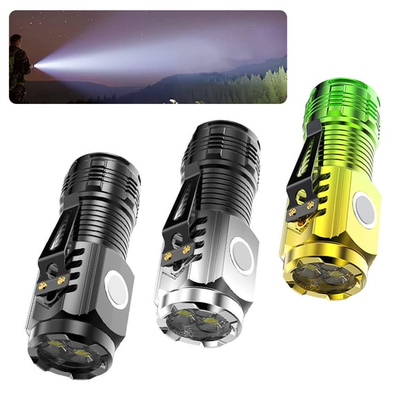 mdesiwst 3-LED Mini Flashlight Type-C LED Torch with Magnetic Clip Waterproof Portable Emergency Light Lightweight Work Light for Outdoor Camping Hiking