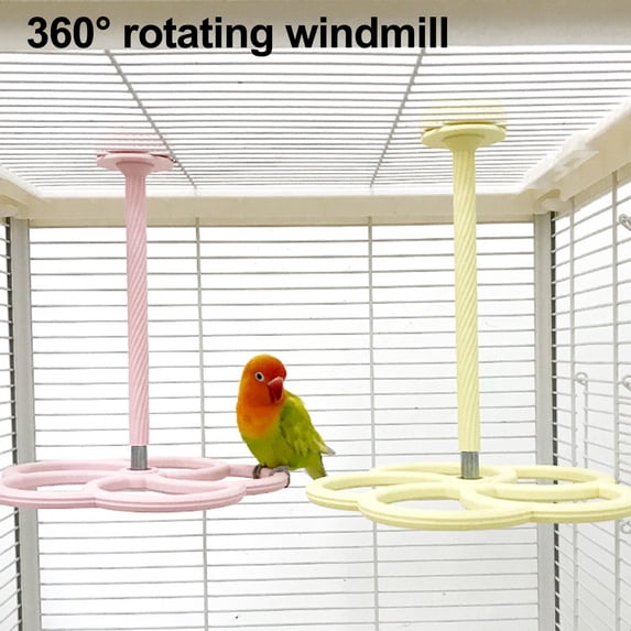 mdesiwst 360-degree Rotating Bird Perch Stand Toy 3D Printed Interactive Exercise Wheel Spinning Parrot Toy for Parakeets Budgies Lovebirds Finch Conures Cage Accessories