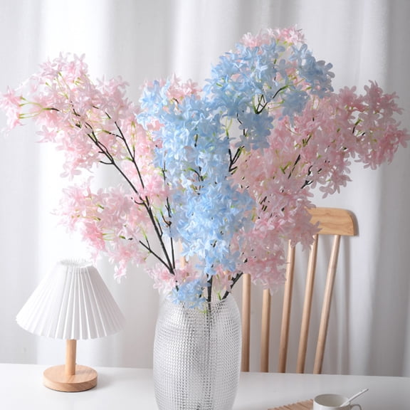 mdesiwst 38" Artificial Lilac Flower Fake Long Stem Delphinium Branch Faux Silk Real Touch Lilac Floral Arrangement for Tall Vase Table Centerpieces Wedding Home Decoration
