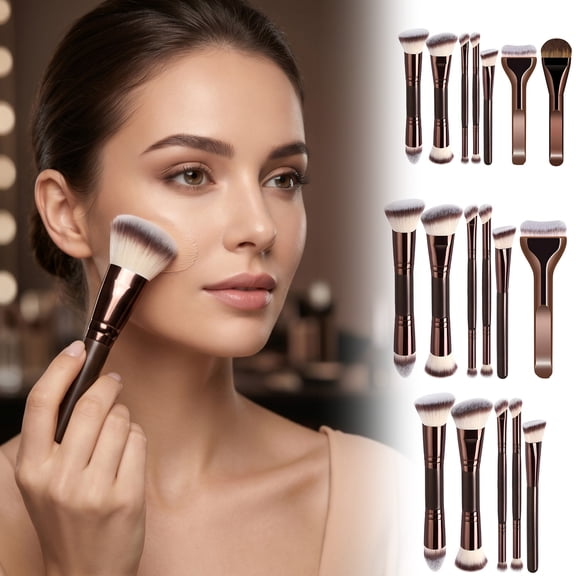 mdesiwst 5/6/7Pcs/Set Double-End Makeup Brush Kit Professional Foundation Blending Loose Powder Blush Eyeshadow Synthetic Bristles Cosmetic Brush