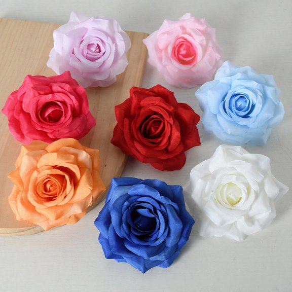 mdesiwst 5 Pcs Artificial Rose Flower Heads Realistic Fake Silk Rose Head for Home DIY Flower Wall Wedding Party Birthday Baby Shower Decor