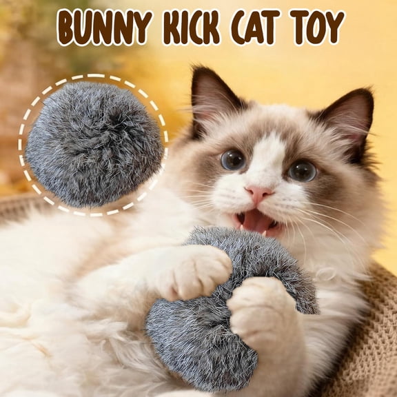 mdesiwst 5Pcs Furry Ball Cat Toy Soft Fluffy Faux Fur Ball Washable Fuzzy Ball Cat Bunny-Kick Toy for Indoor Exercise Chasing And Hunting Instincts
