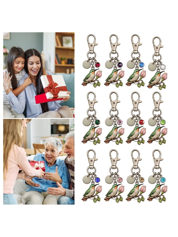 A Little Hummingbird for You Keychain Custom Initial Birthstone Charm with Card Mother's Day Gift for Mom Wife