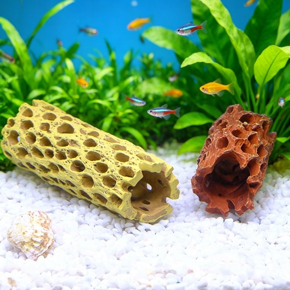 mdesiwst Aquarium Shrimp Cave, Artificial Tree Trunk Shrimp Hide, Fish Tank Hideout, Realistic Trunk Cave for Betta Shrimp Hiding And Resting