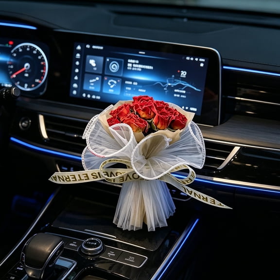mdesiwst Artificial Flower Compact Design Fragrance Deodorizer Romantic Roses Dried Flowers Car Air Vent Freshener Auto Scent Diffuser