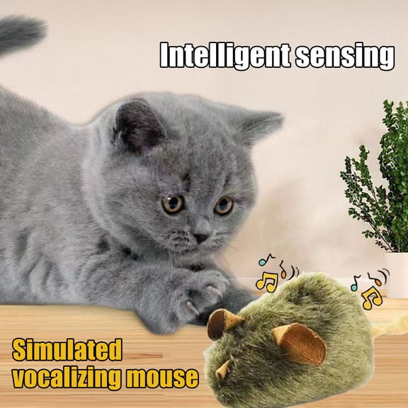 mdesiwst Automatic Cat Mouse Toy Touch Activated Squeaking Mouse Toy Interactive Cat Toy for Kittens Hunting Instinct Stimulation