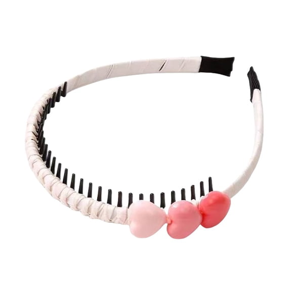 mdesiwst Baby Headband Anti-Slip Toothed Comb Soft 3D Heart Flower Decoration Hair Hoop Toddler Hair Accessory