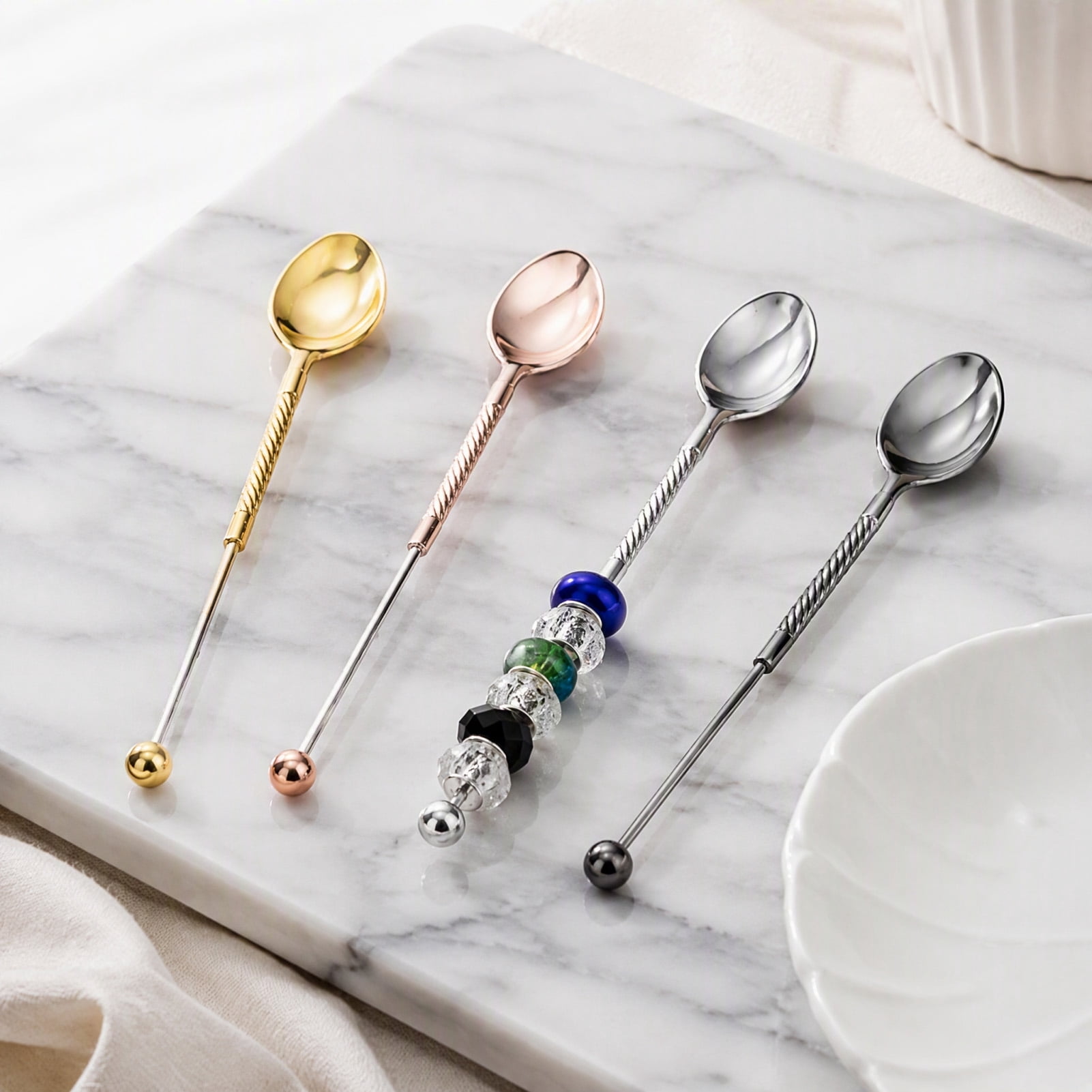 Toast Spoon mdesiwst Beadable Coffee Spoon with Long Handle, DIY Beaded Ice Cream ...