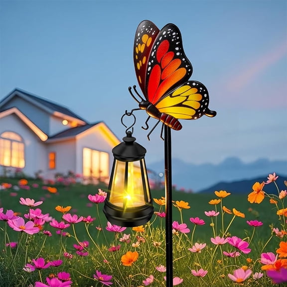 mdesiwst Butterfly Solar Light for Outside Waterproof Metal Pathway Light with Stake for Yard Patio Porch Lawn Decor Birthday Gifts for Women Mom
