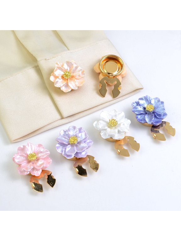 Button Cuff Pearly Luster Gardenia Flower Shape Easy Installation Button Cover Decorative Shirt Cufflink Cover Cuff Accessories