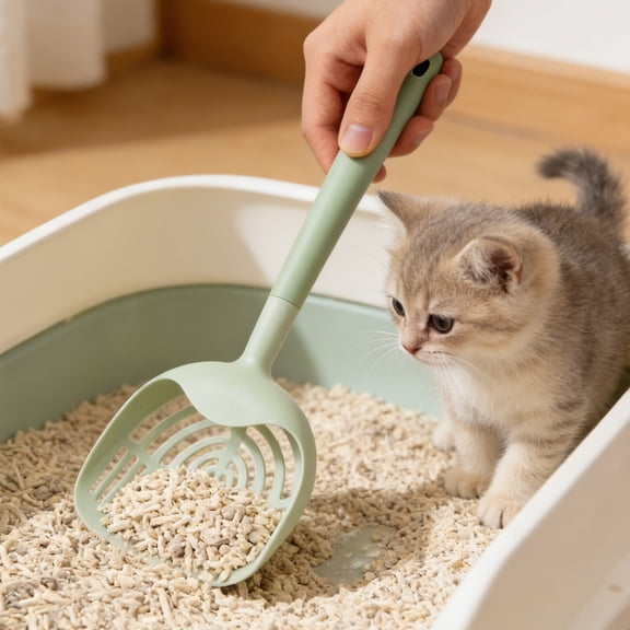 mdesiwst Cat Litter Sifting Scoop Cat Poop Scooper with Detachable Long Handle Litter Sifting Shovel for Quick Cleaning Litter Box Cat Waste