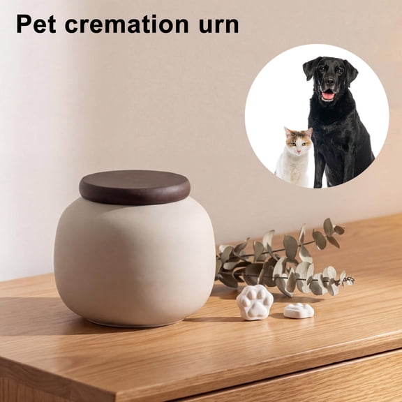 mdesiwst Ceramic Pet Urn with Lid Cats Dogs Memorial Urn Pet Cremation Decorative Urn Ash Container Keepsake Box Pet Loss Sympathy Gift