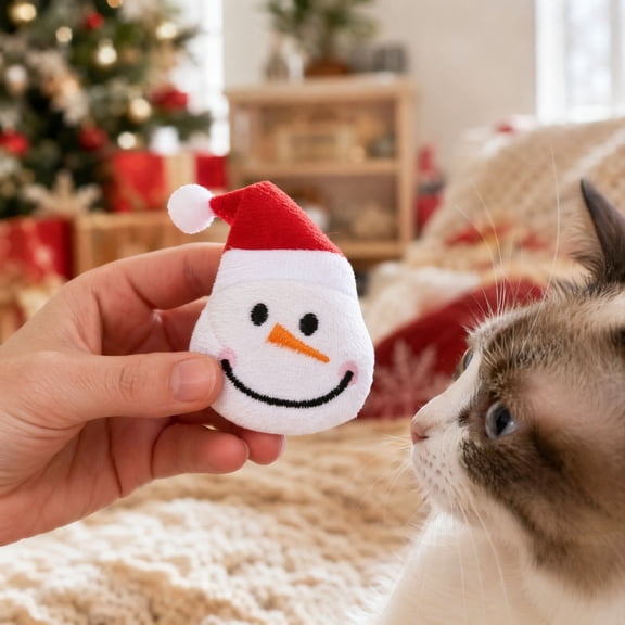 mdesiwst Christmas Catnip Toy, Plush Santa Tree Snowman Penguin with Natural Catnip, Holiday Kicker Kitten Teething Chewing Toys for Stress Relief, Interactive Self-Play Gifts for Indoor Cats
