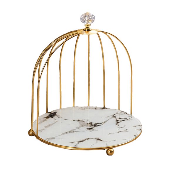 mdesiwst Cosmetics Storage Rack Birdcage Shape Thick Iron Frame Organizer Large Capacity with Elevated Bottom Design Display Rack