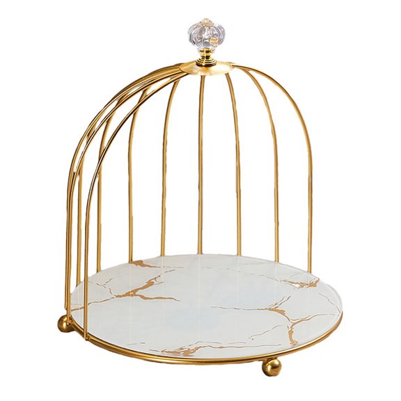 mdesiwst Cosmetics Storage Rack Birdcage Shape Thick Iron Frame Organizer Large Capacity with Elevated Bottom Design Display Rack