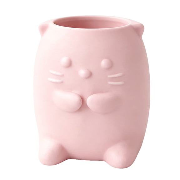 mdesiwst Cotton Swab Holder Cat Shape with Open Design Dental Floss Storage Box Compact Cute Organizer for Makeup Brushes
