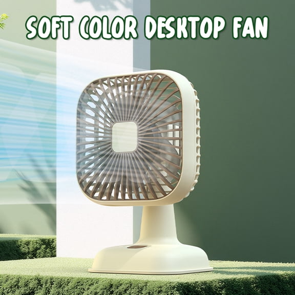 mdesiwst Desktop Fan Quiet Low-Noise Motor Multi-Speed Adjustable Wind 39 Degree Adjustable Head Square Design Fan with Night Light