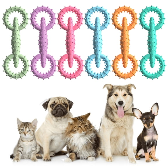 mdesiwst Dog Chew Toy Spiny Texture for Teeth Cleaning TPR Soft Rubber Interactive Pet Toy Pull-Tab Puppy Teething Toy Relieves Boredom and Protects Gums