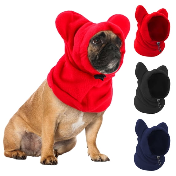 mdesiwst Dog Snood Winter Hood Warm Pet Hood with Ear Protection Fleece Neck Warmer with Drawstring for Dogs And Cats